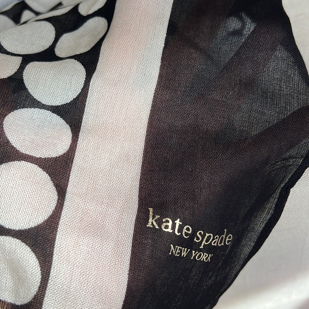 KATE SPADE Dancefloor oblong scarf black and white polka dots - Picture 3 of 12
